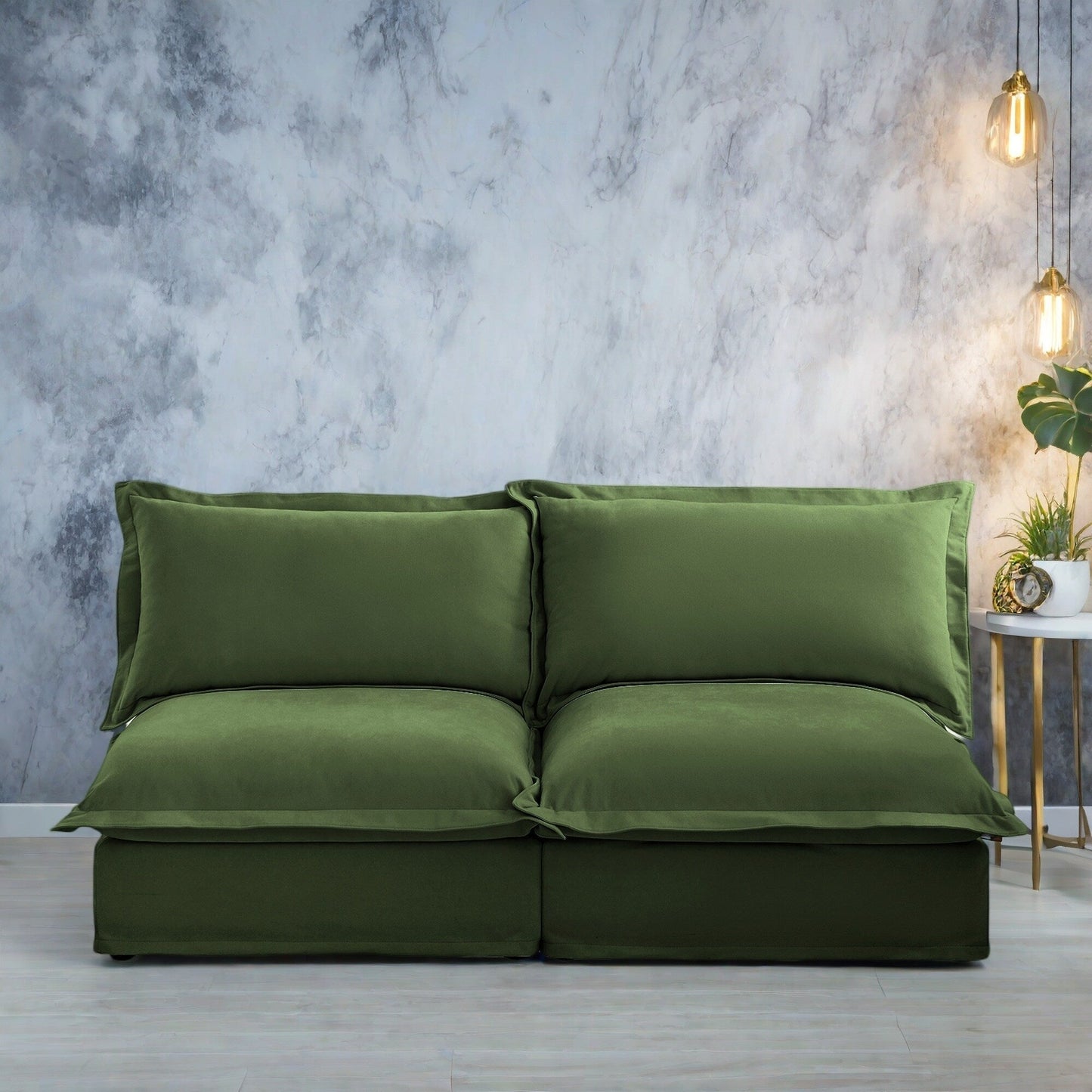 Divano modulare a 3 posti in ciniglia 73.2 con fodere rimovibili e lavabili e cuscini multipli