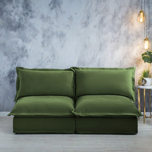 Divano modulare a 3 posti in ciniglia 73.2 con fodere rimovibili e lavabili e cuscini multipli