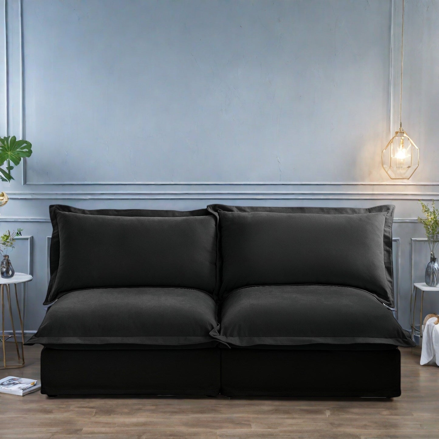 Divano modulare a 3 posti in ciniglia 73.2 con fodere rimovibili e lavabili e cuscini multipli