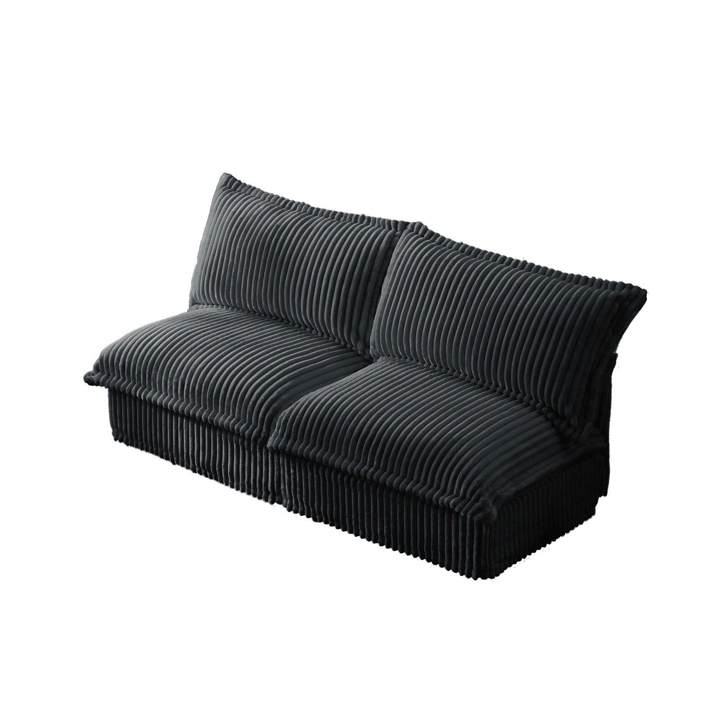 Divano a 3 posti senza braccioli in velluto a coste 73.2, profondo, per soggiorno e camera da letto