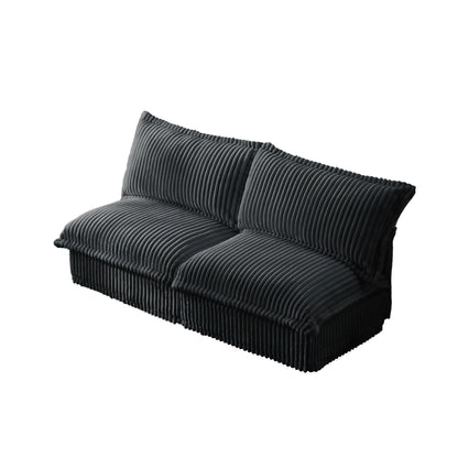 Divano a 3 posti senza braccioli in velluto a coste 73.2, profondo, per soggiorno e camera da letto