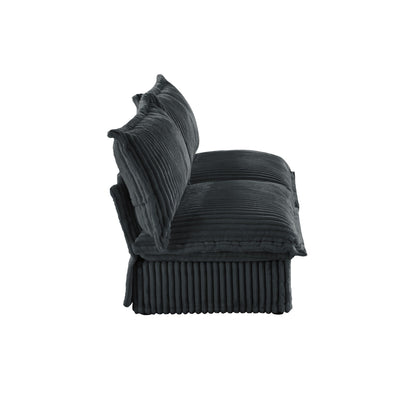 Divano a 3 posti senza braccioli in velluto a coste 73.2, profondo, per soggiorno e camera da letto