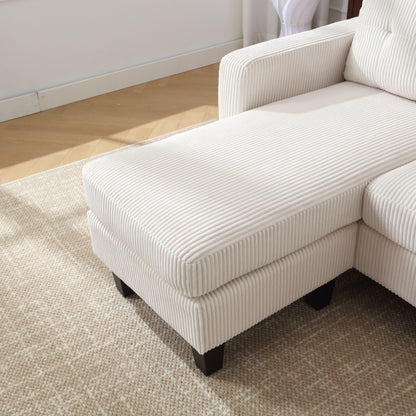 Divano a L in velluto da 73,62'' con chaise longue reversibile e facile da montare