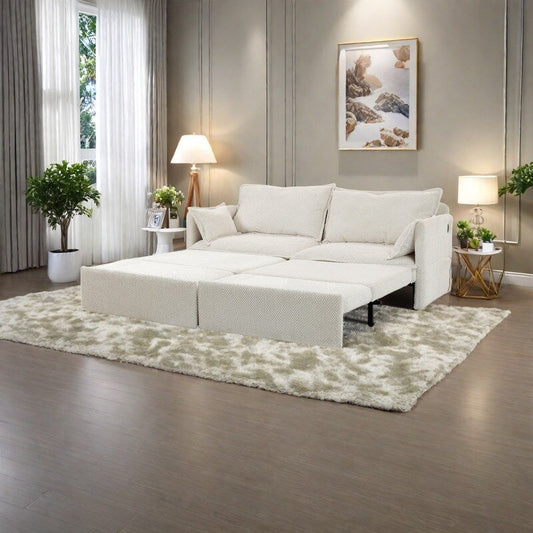 Divano letto convertibile 3 in 1 in velluto a coste da 73,6 pollici con letto estraibile, porte di ricarica USB e vano portaoggetti laterale