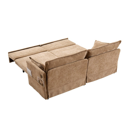 Divano letto convertibile 3 in 1 in velluto a coste da 73,6 pollici con letto estraibile, porte di ricarica USB e vano portaoggetti laterale