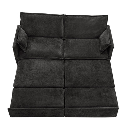 Divano letto convertibile 3 in 1 in velluto a coste da 73,6 pollici con letto estraibile, porte di ricarica USB e vano portaoggetti laterale