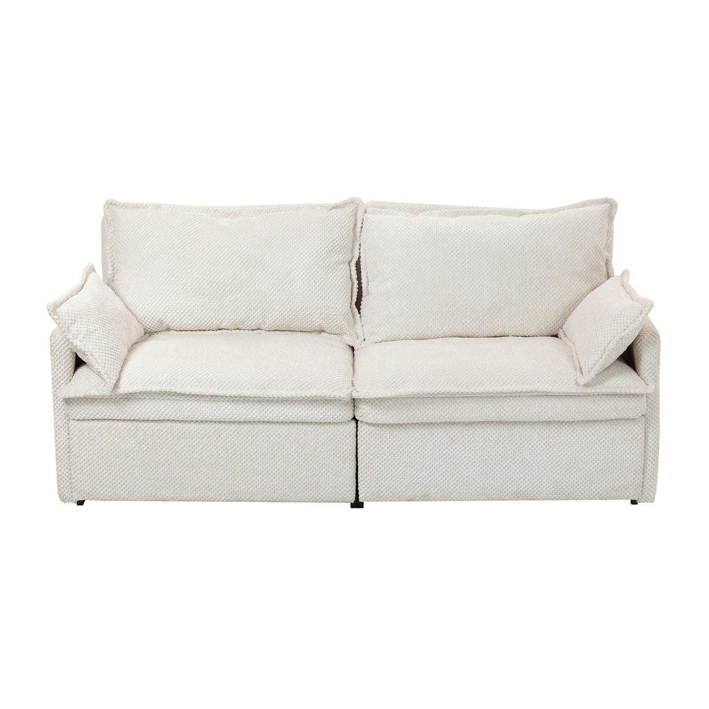 Divano letto convertibile 3 in 1 in velluto a coste da 73,6 pollici con letto estraibile, porte di ricarica USB e vano portaoggetti laterale