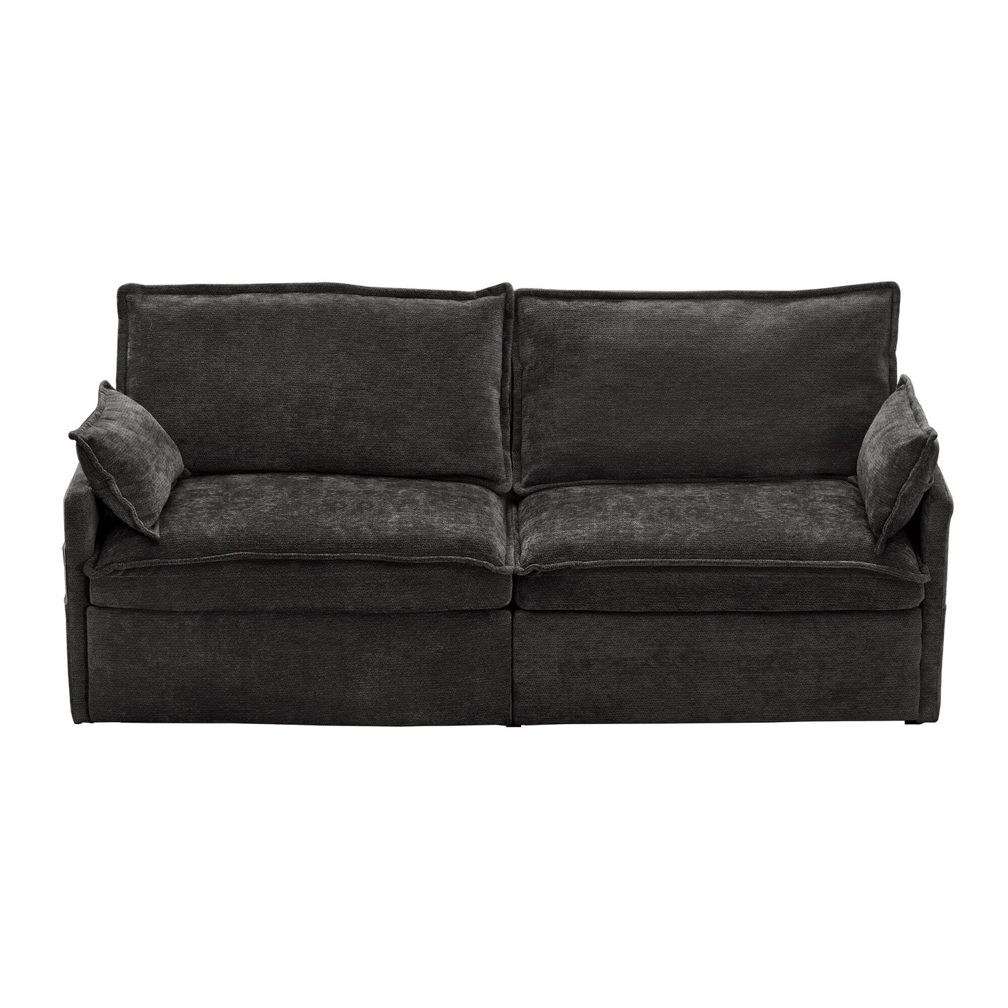 Divano letto convertibile 3 in 1 in velluto a coste da 73,6 pollici con letto estraibile, porte di ricarica USB e vano portaoggetti laterale