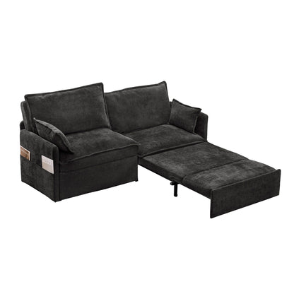 Divano letto convertibile 3 in 1 in velluto a coste da 73,6 pollici con letto estraibile, porte di ricarica USB e vano portaoggetti laterale