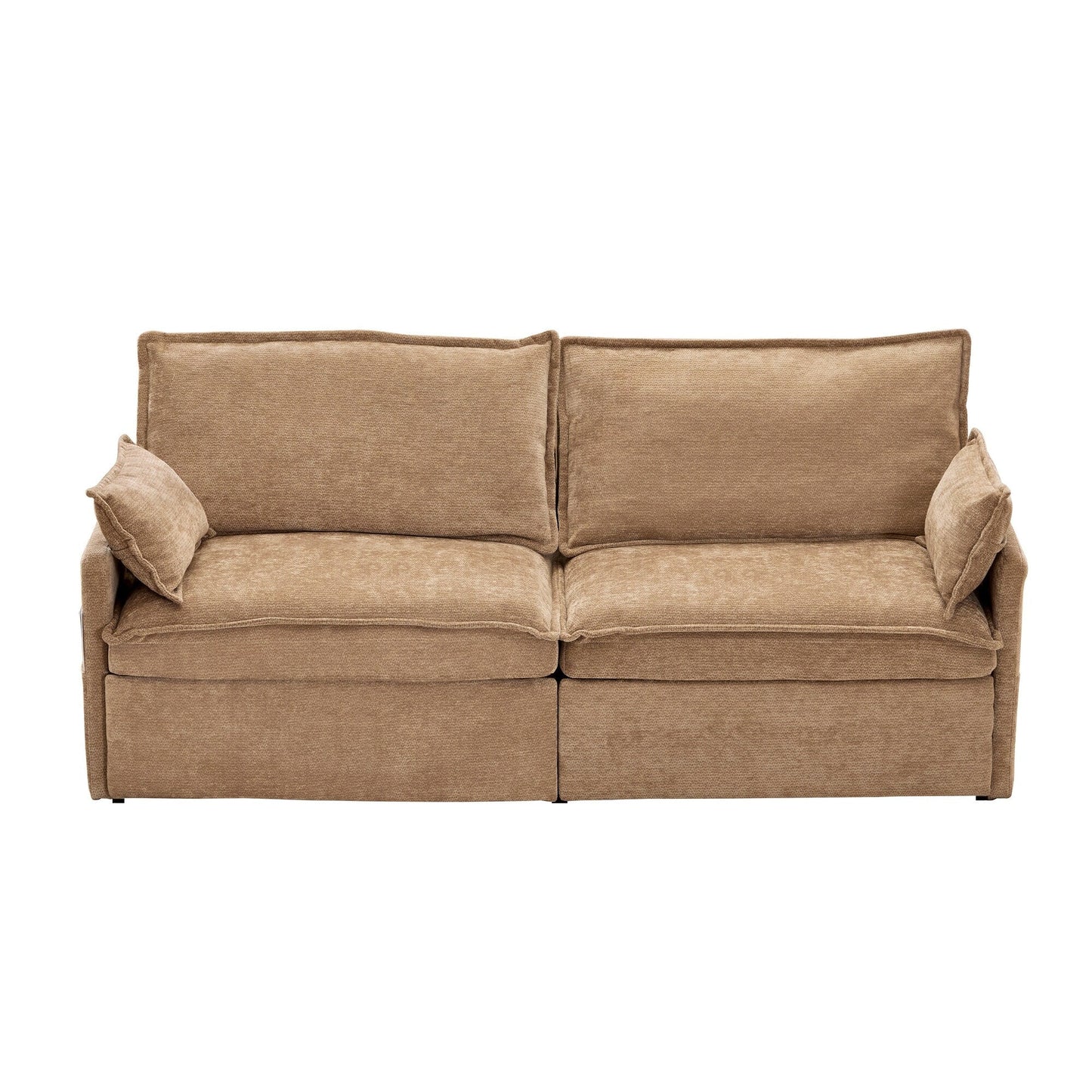 Divano letto convertibile 3 in 1 in velluto a coste da 73,6 pollici con letto estraibile, porte di ricarica USB e vano portaoggetti laterale