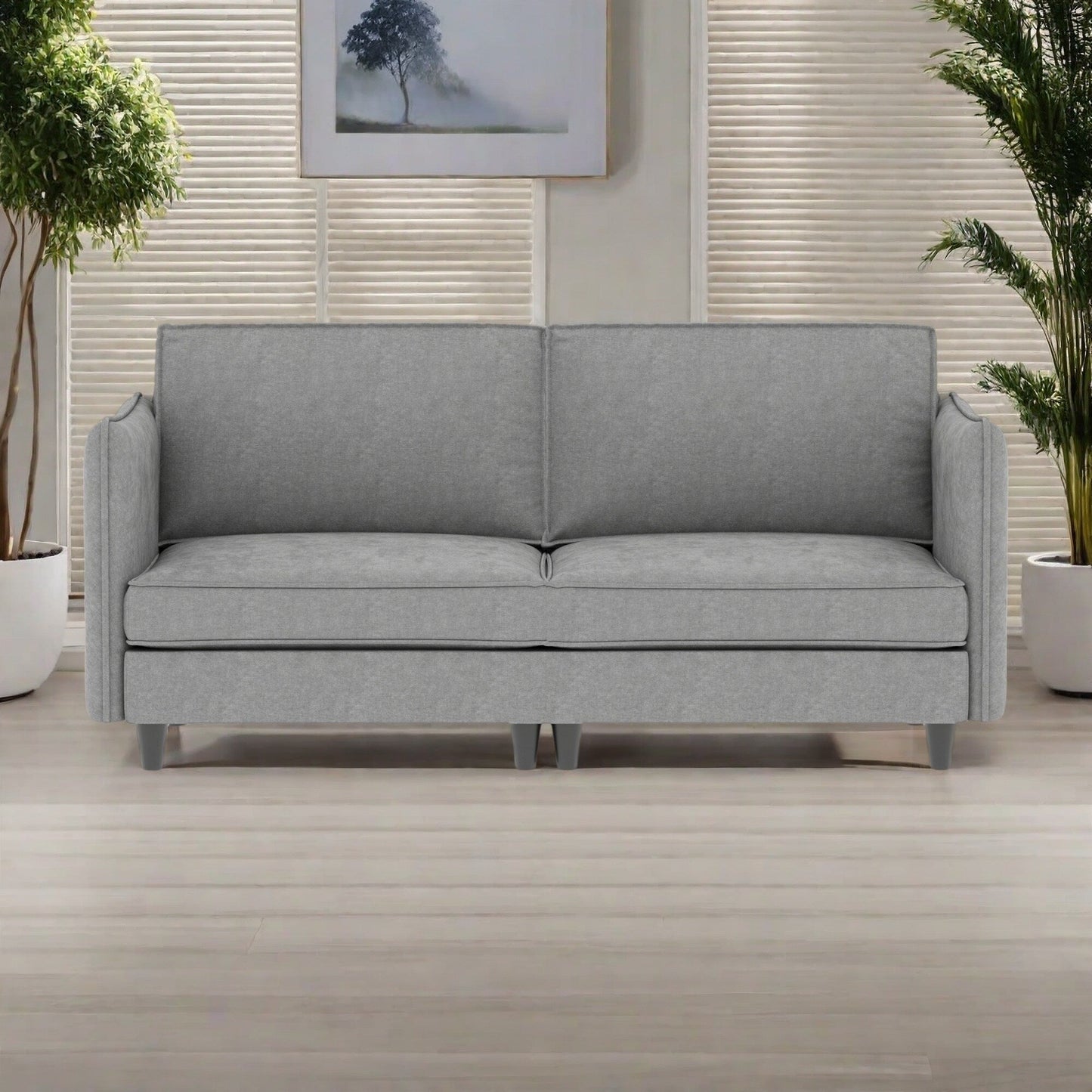 Divano 3 posti in tessuto 74.27 con molle insacchettate e struttura in legno massello, tasche laterali portaoggetti