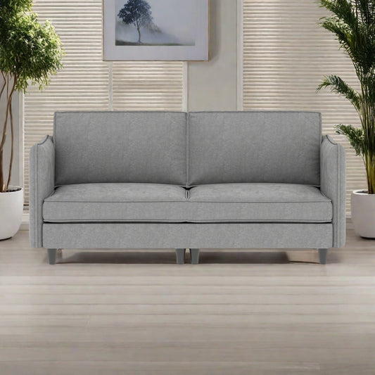 Divano 3 posti in tessuto 74.27 con molle insacchettate e struttura in legno massello, tasche laterali portaoggetti