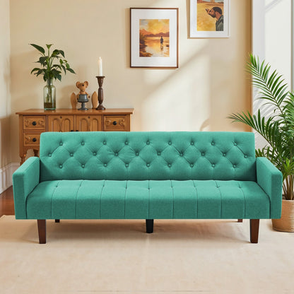 Divano letto futon matrimoniale in lino da 74,41 pollici, divano a due posti trasformabile con schienale regolabile - 74,41 x 32,68 x 28,94