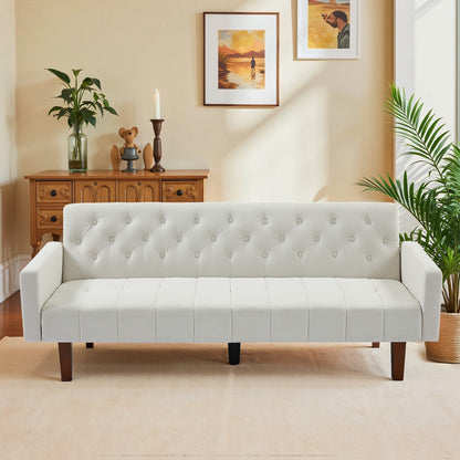 Divano letto futon matrimoniale in lino da 74,41 pollici, divano a due posti trasformabile con schienale regolabile - 74,41 x 32,68 x 28,94