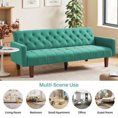 Divano letto futon matrimoniale in lino da 74,41 pollici, divano a due posti trasformabile con schienale regolabile - 74,41 x 32,68 x 28,94