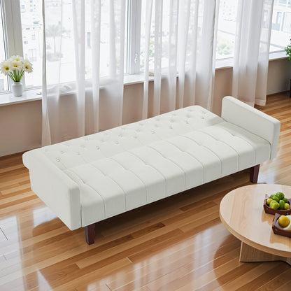 Divano letto futon matrimoniale in lino da 74,41 pollici, divano a due posti trasformabile con schienale regolabile - 74,41 x 32,68 x 28,94