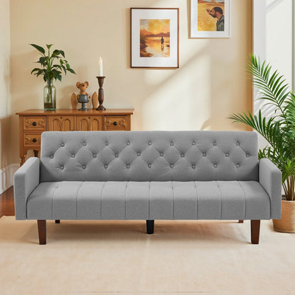 Divano letto futon matrimoniale in lino da 74,41 pollici, divano a due posti trasformabile con schienale regolabile - 74,41 x 32,68 x 28,94