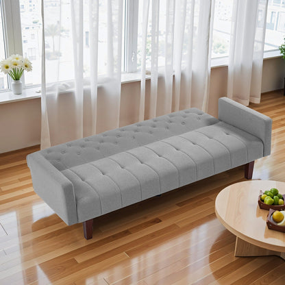 Divano letto futon matrimoniale in lino da 74,41 pollici, divano a due posti trasformabile con schienale regolabile - 74,41 x 32,68 x 28,94