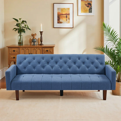 Divano letto futon matrimoniale in lino da 74,41 pollici, divano a due posti trasformabile con schienale regolabile - 74,41 x 32,68 x 28,94