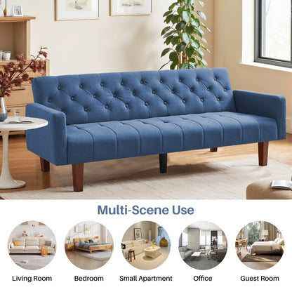 Divano letto futon matrimoniale in lino da 74,41 pollici, divano a due posti trasformabile con schienale regolabile - 74,41 x 32,68 x 28,94