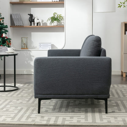 Divano a due posti in tessuto da 74,8'' con cuscini rimovibili, gambe in metallo e braccioli quadrati contemporanei