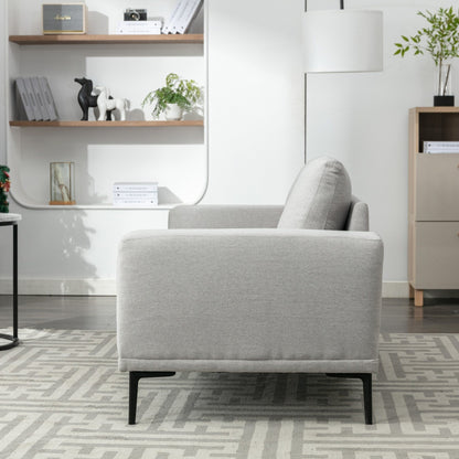 Divano a due posti in tessuto da 74,8'' con cuscini rimovibili, gambe in metallo e braccioli quadrati contemporanei