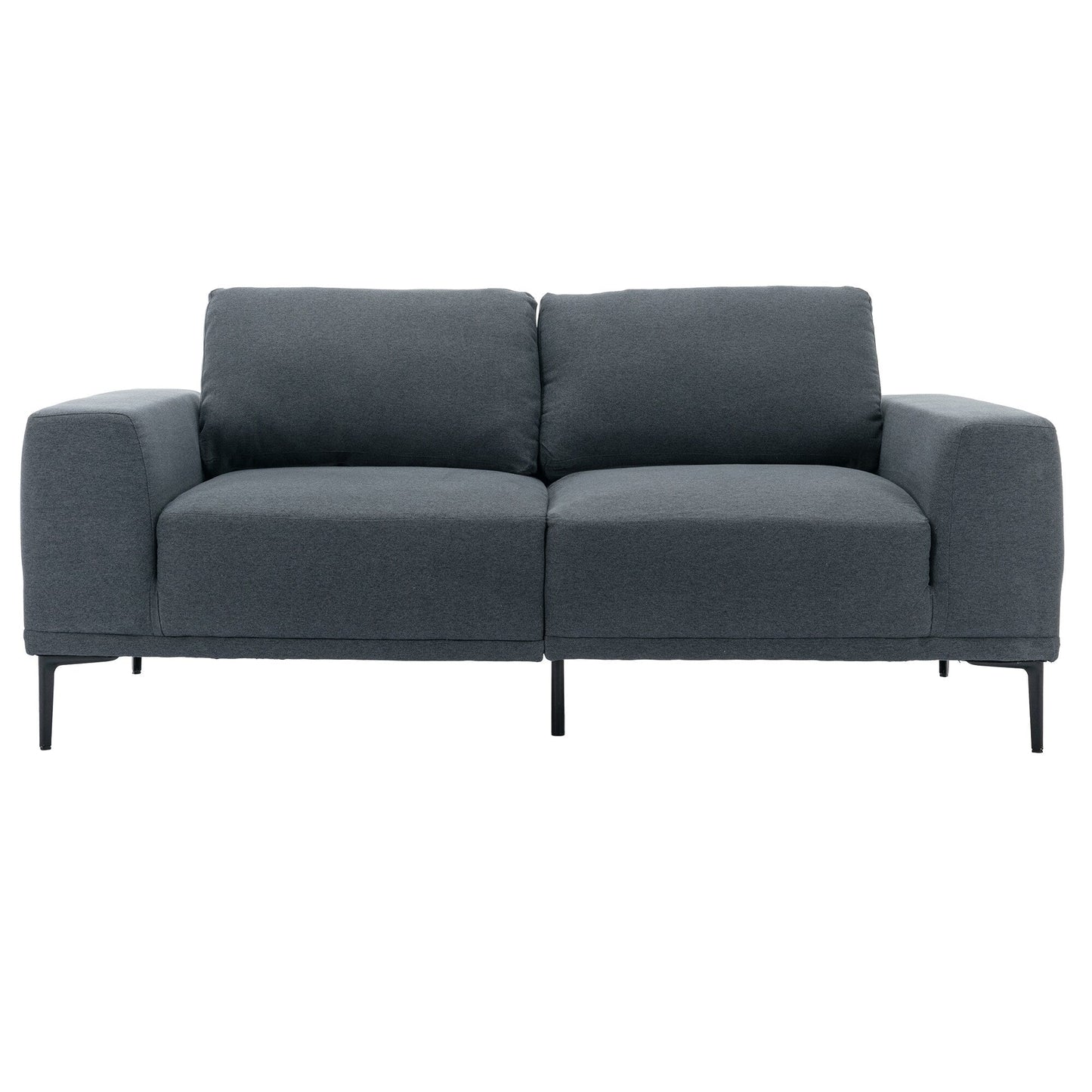 Divano a due posti in tessuto da 74,8'' con cuscini rimovibili, gambe in metallo e braccioli quadrati contemporanei