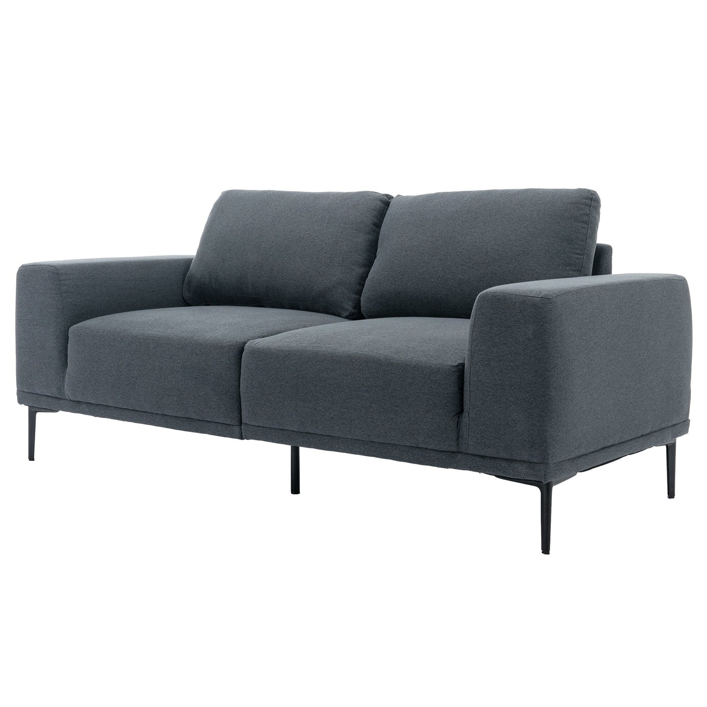 Divano a due posti in tessuto da 74,8'' con cuscini rimovibili, gambe in metallo e braccioli quadrati contemporanei