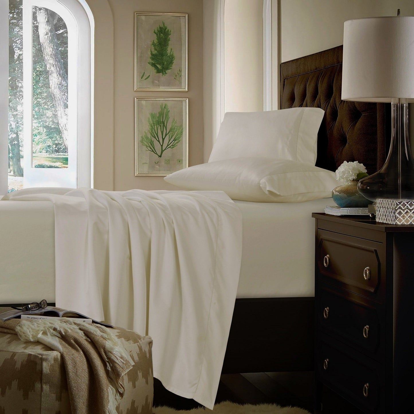 Set di lenzuola con tasche extra profonde in cotone 750TC con lenzuolo piatto oversize