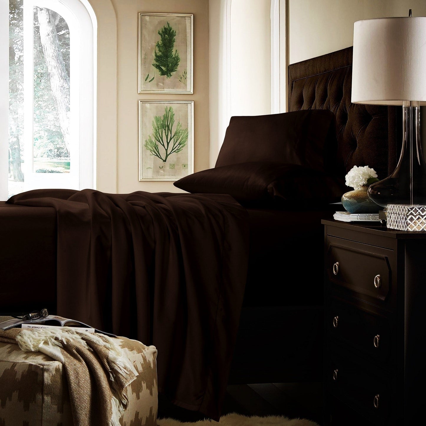 Set di lenzuola con tasche extra profonde in cotone 750TC con lenzuolo piatto oversize