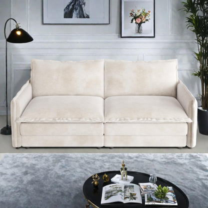 Divano a 2 posti in velluto a coste da 75 pollici con seduta profonda e 2 cuscini per soggiorno