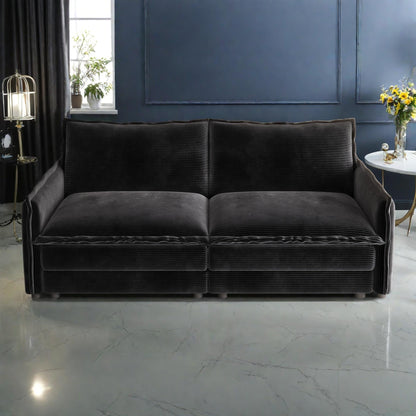 Divano a 2 posti in velluto a coste da 75 pollici con seduta profonda e 2 cuscini per soggiorno