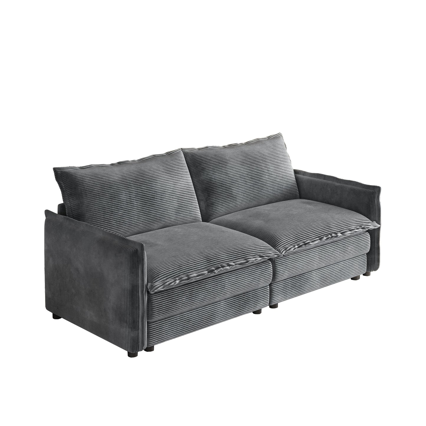 Divano a 2 posti in velluto a coste da 75 pollici con seduta profonda e 2 cuscini per soggiorno