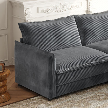 Divano a 2 posti in velluto a coste da 75 pollici con seduta profonda e 2 cuscini per soggiorno