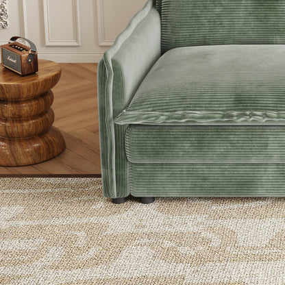 Divano a 2 posti in velluto a coste da 75 pollici con seduta profonda e 2 cuscini per soggiorno