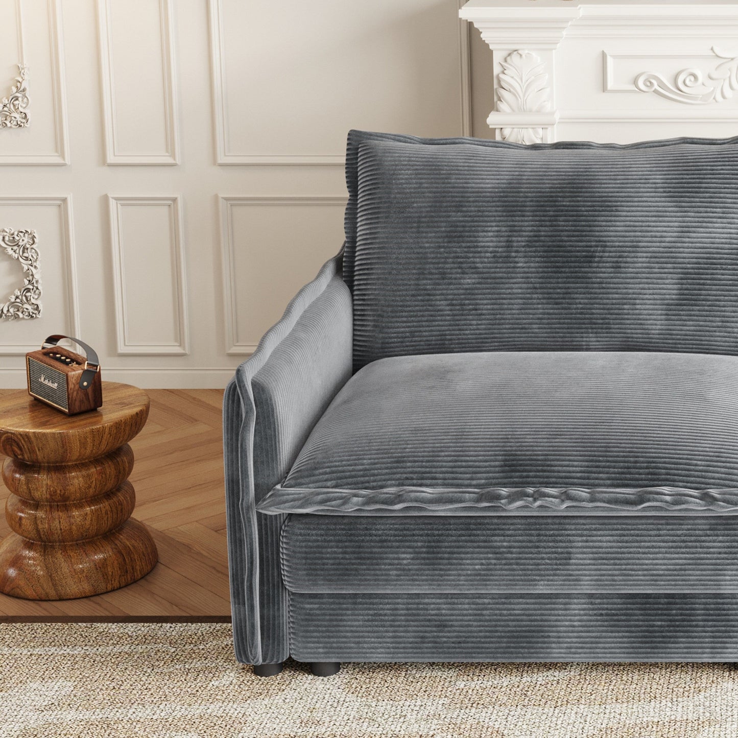 Divano a 2 posti in velluto a coste da 75 pollici con seduta profonda e 2 cuscini per soggiorno