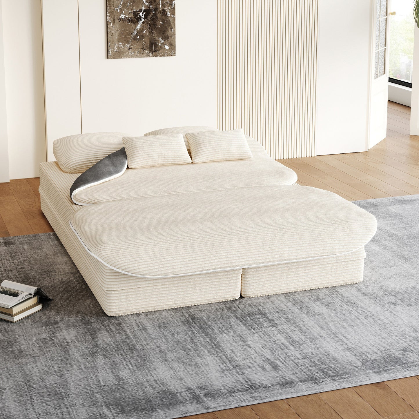 Divano letto trasformabile da 75'' con coperta, divano da pavimento, divano da salotto per soggiorno