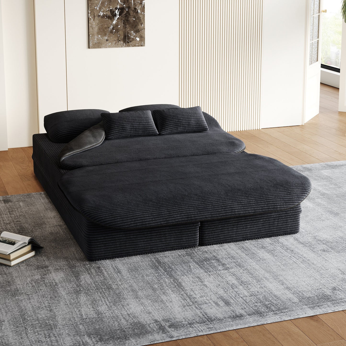 Divano letto trasformabile da 75'' con coperta, divano da pavimento, divano da salotto per soggiorno