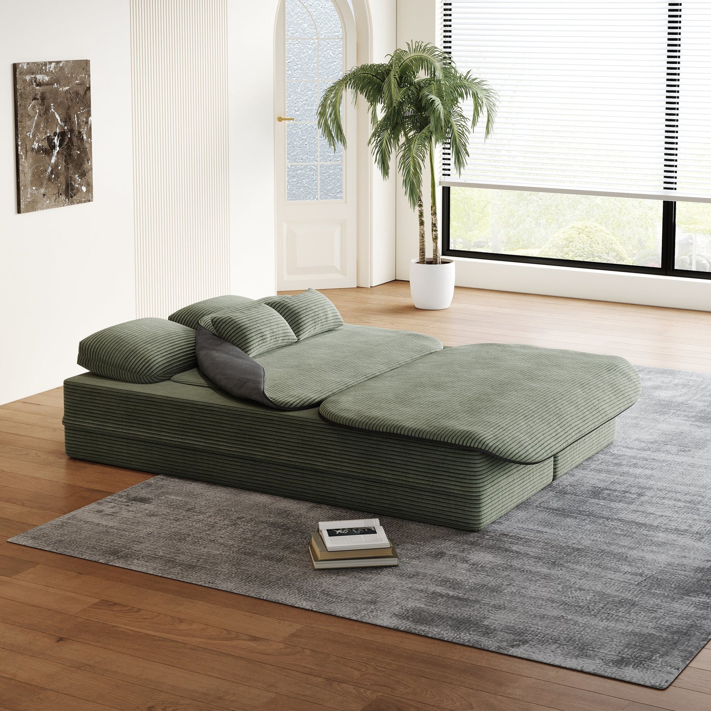 Divano letto trasformabile da 75'' con coperta, divano da pavimento, divano da salotto per soggiorno