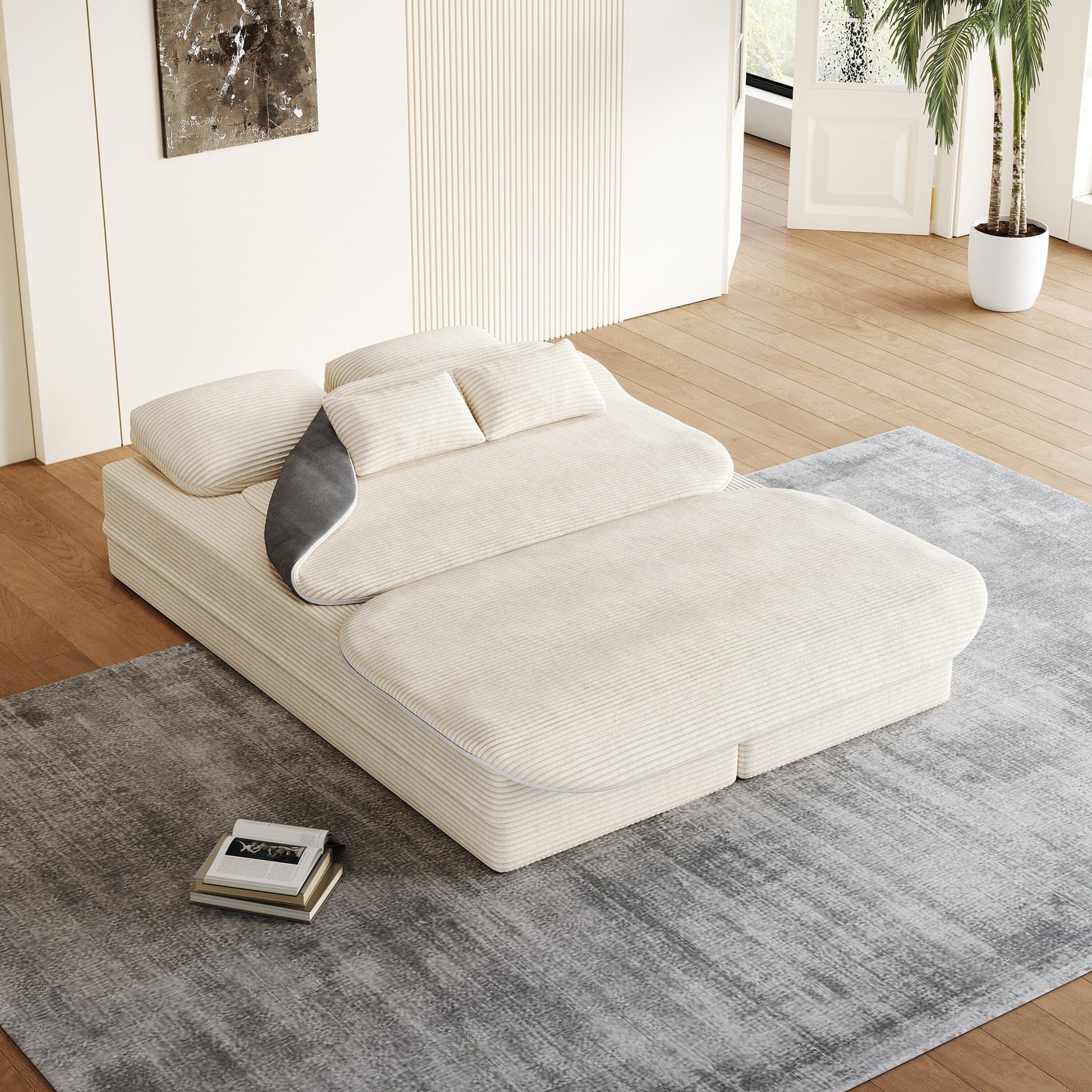 Divano letto trasformabile da 75'' con coperta, divano da pavimento, divano da salotto per soggiorno