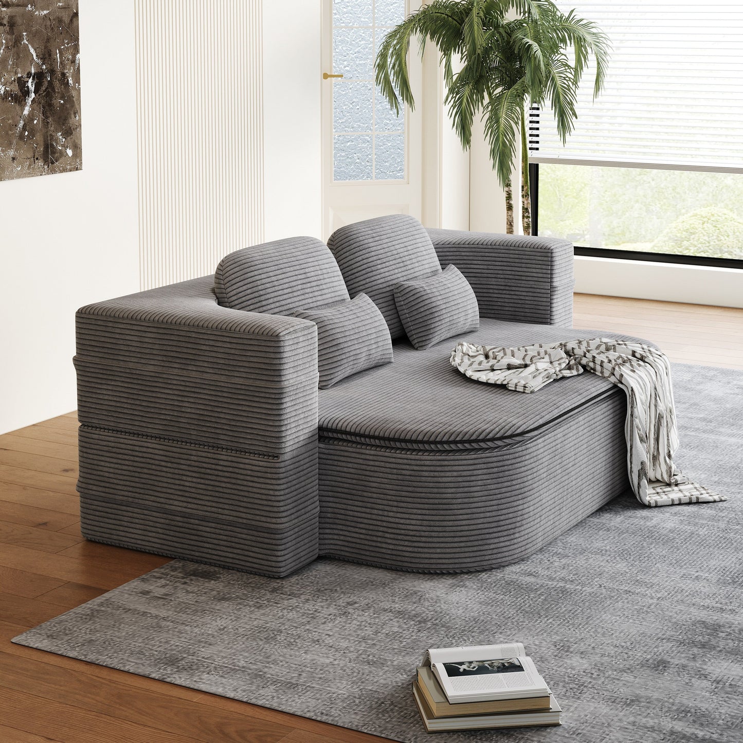 Divano letto trasformabile da 75'' con coperta, divano da pavimento, divano da salotto per soggiorno
