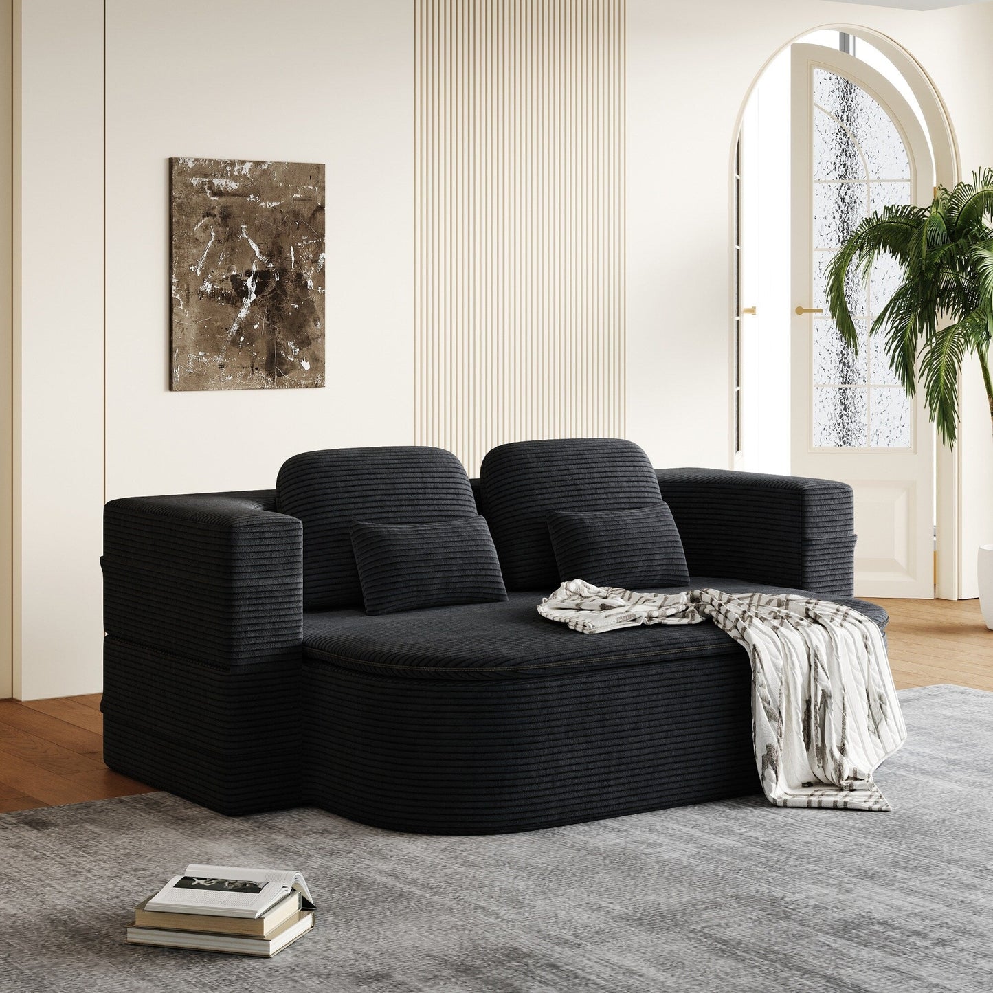 Divano letto pieghevole convertibile 2 in 1 da 75'' in schiuma con coperta multifunzionale