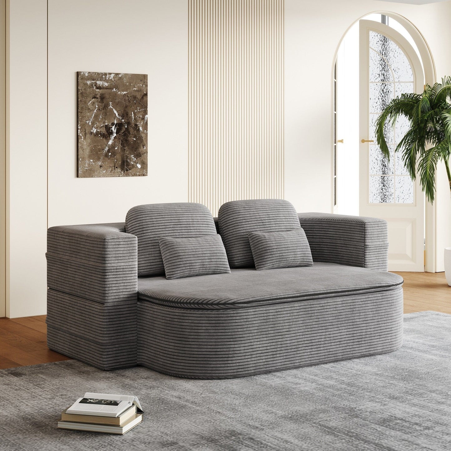 Divano letto pieghevole convertibile 2 in 1 da 75'' in schiuma con coperta multifunzionale