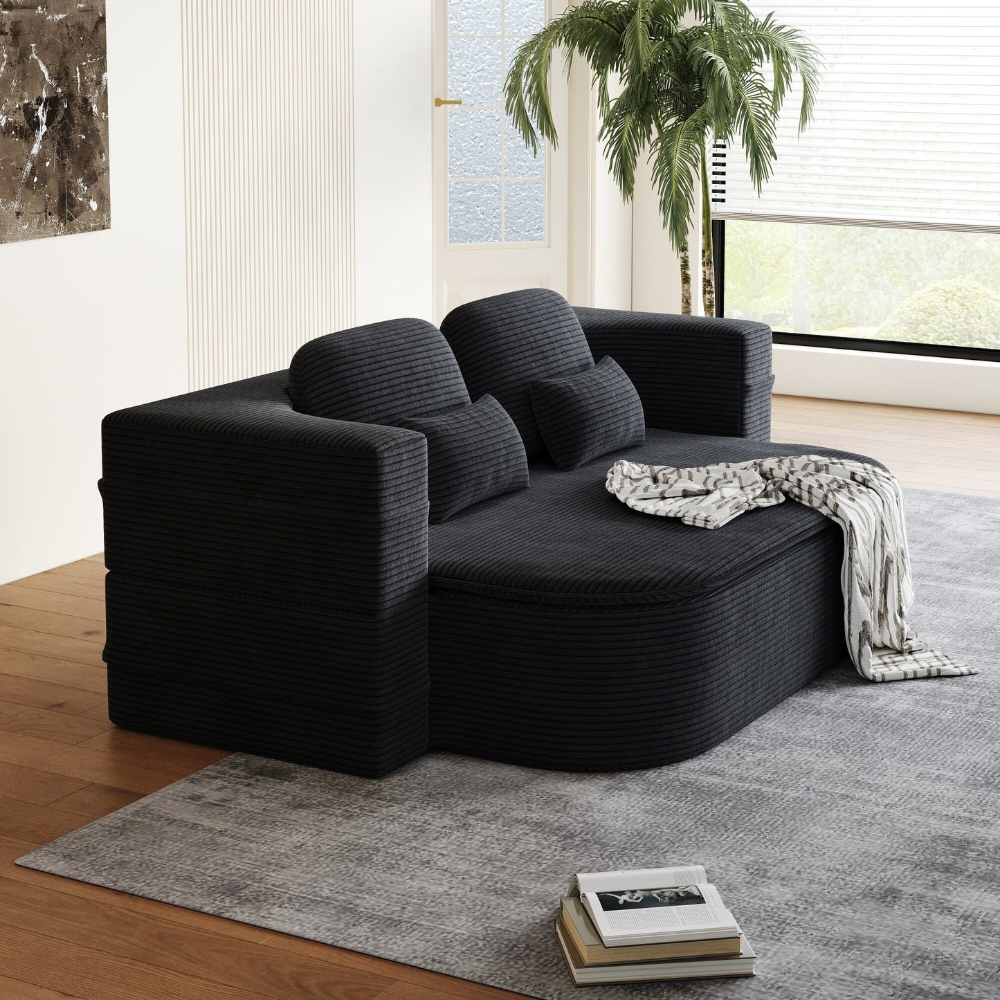 Divano letto pieghevole convertibile 2 in 1 da 75'' in schiuma con coperta multifunzionale
