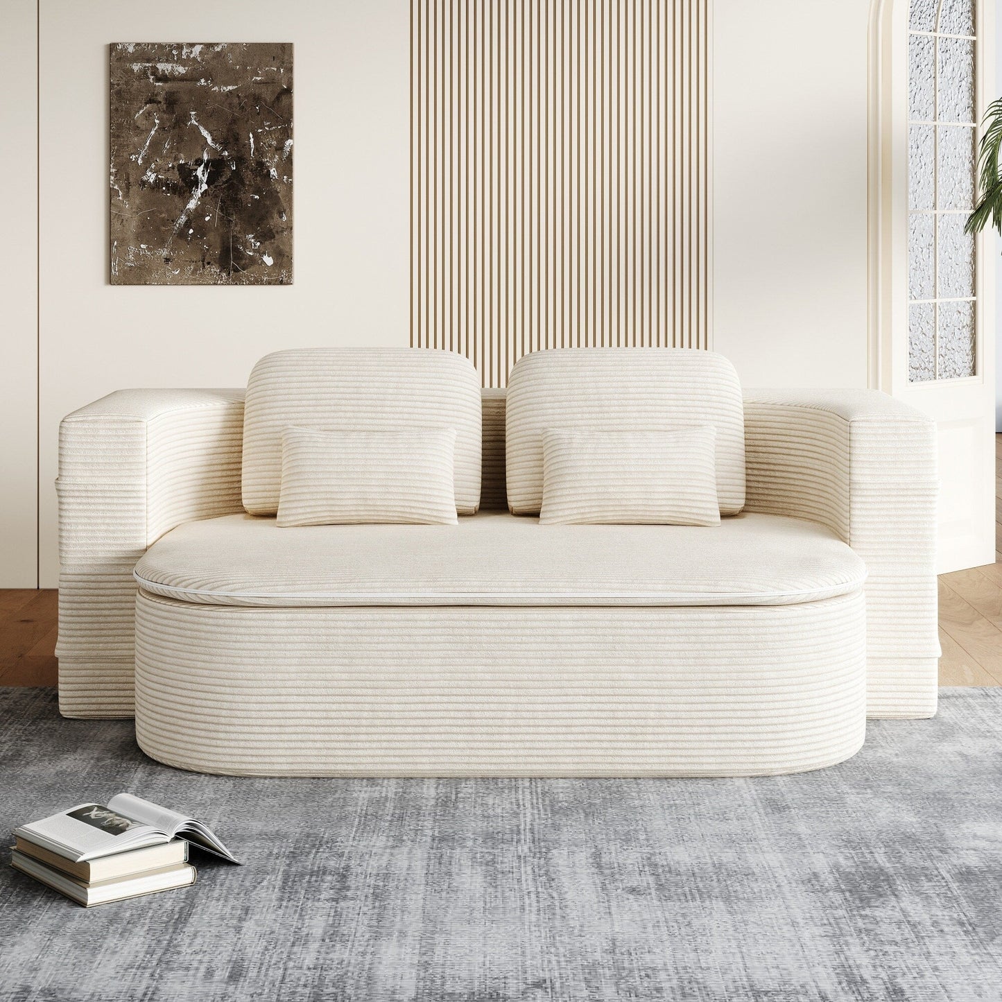 Divano letto pieghevole convertibile 2 in 1 da 75'' in schiuma con coperta multifunzionale