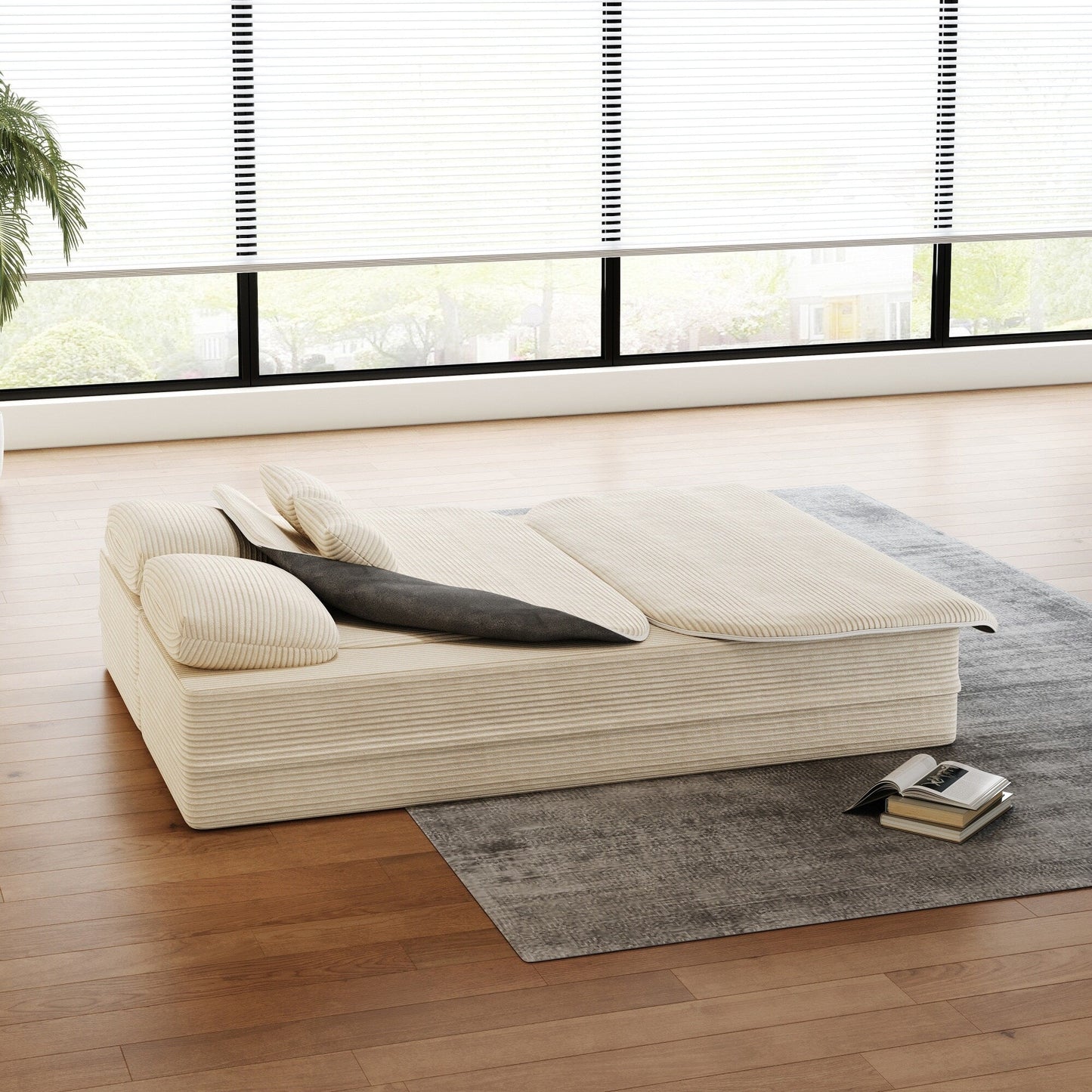 Divano letto pieghevole convertibile 2 in 1 da 75'' in schiuma con coperta multifunzionale