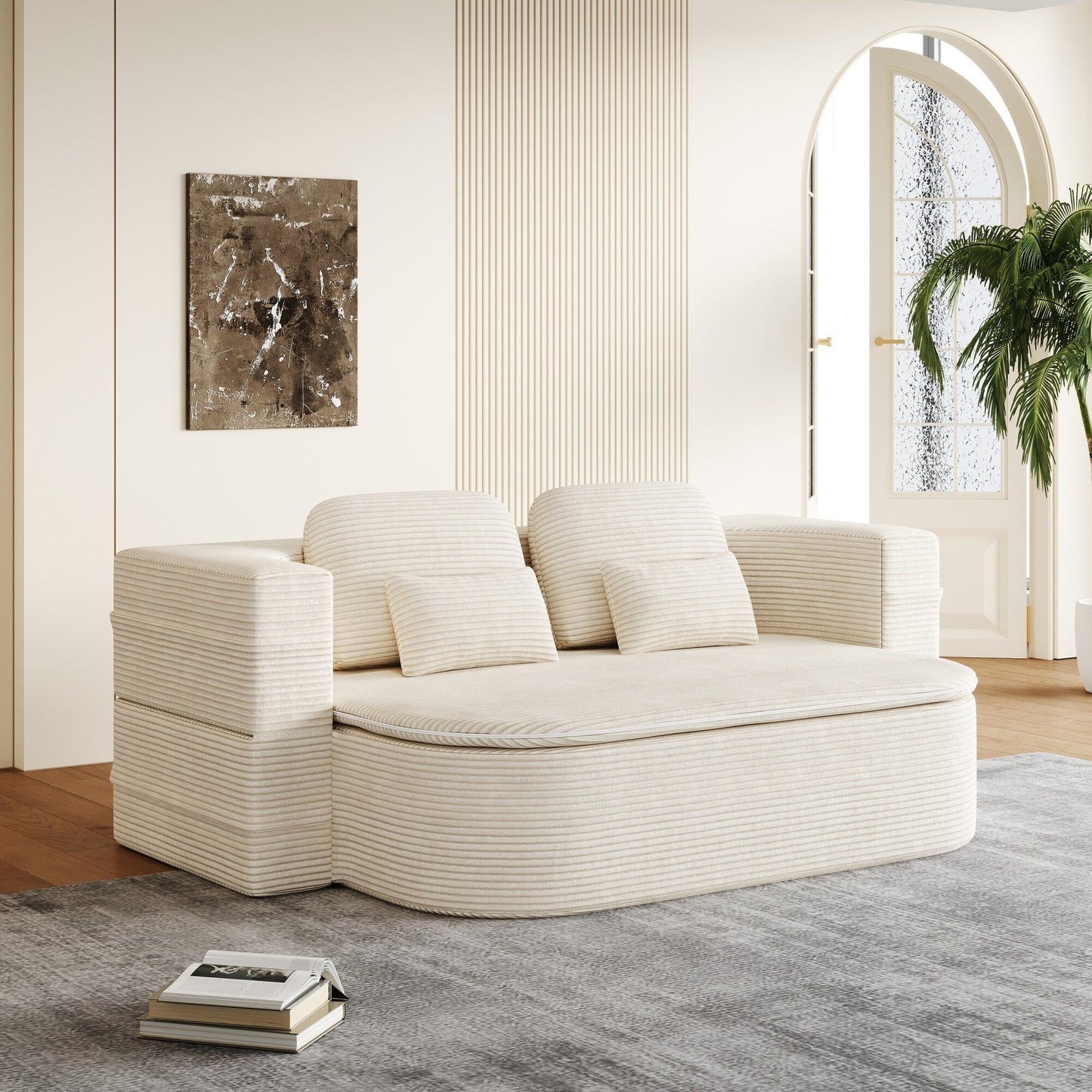 Divano letto pieghevole convertibile 2 in 1 da 75'' in schiuma con coperta multifunzionale