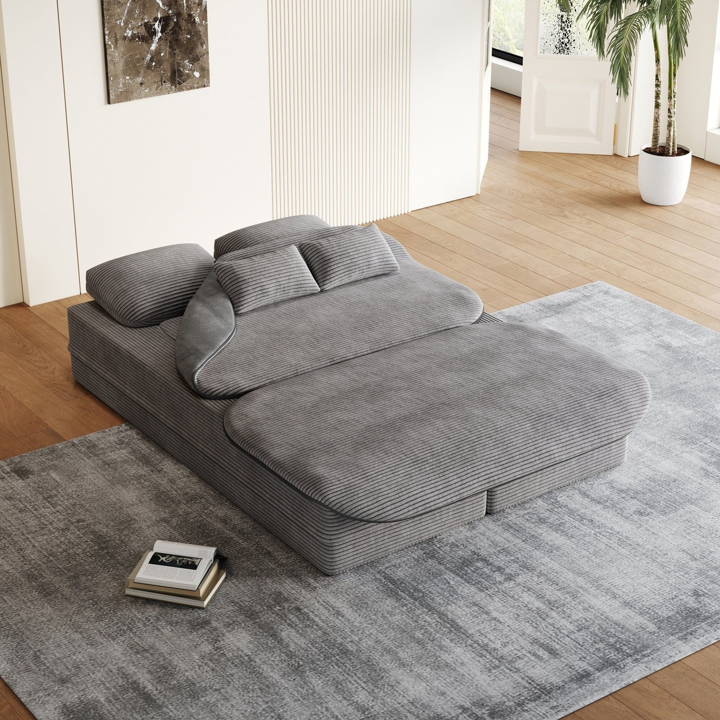 Divano letto pieghevole convertibile 2 in 1 da 75'' in schiuma con coperta multifunzionale