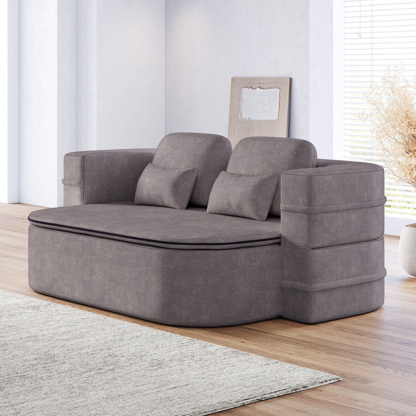 Divano letto pieghevole 2 in 1 da 75'', divano letto trasformabile in ciniglia di schiuma con coperta multifunzionale, divano da salotto