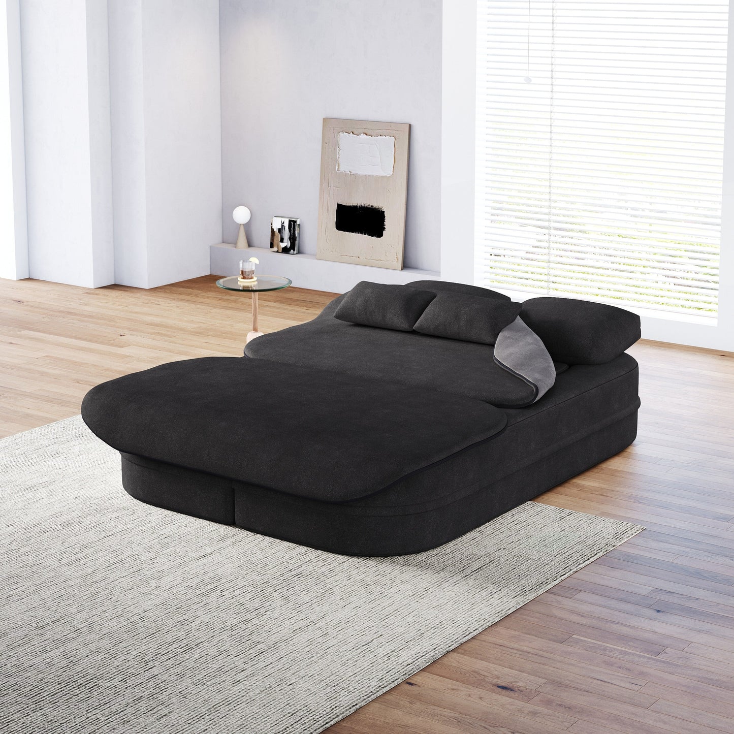 Divano letto pieghevole 2 in 1 da 75'', divano letto trasformabile in ciniglia di schiuma con coperta multifunzionale, divano da salotto